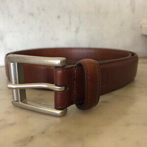 RALPH LAUREN Brown Leather Belt Silver Tone Buckle NWOT
